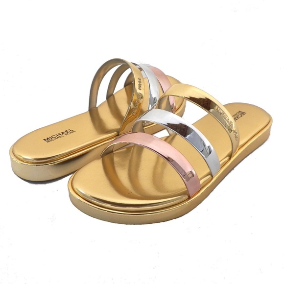 MICHAEL Michael Kors Shoes - Michael Kors MK Slide Sandals Gold